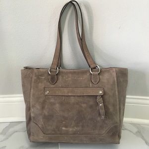 frye melissa zip tote cognac